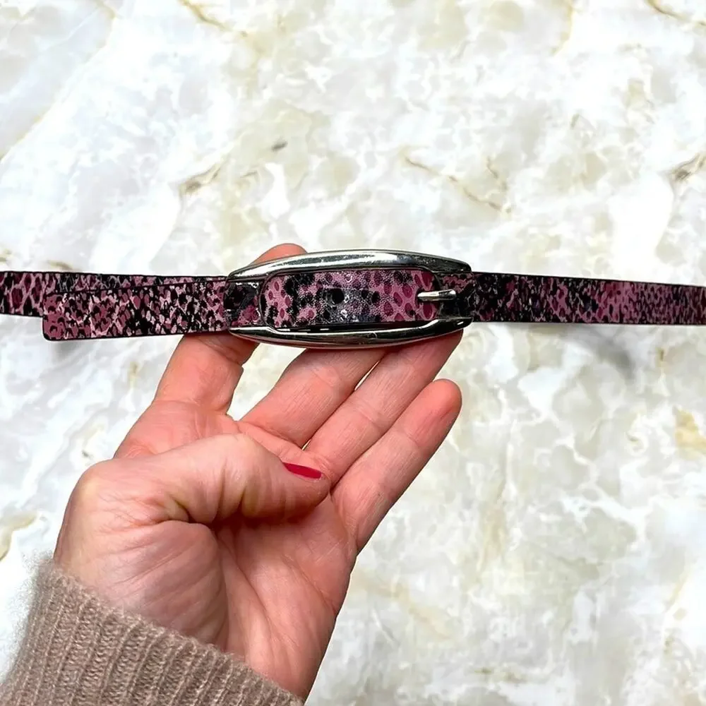 Nine West pink snakeskin print leather belt